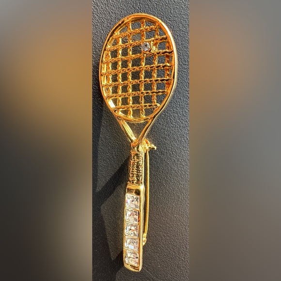 Accessories - Gold Tennis Racket Brooch